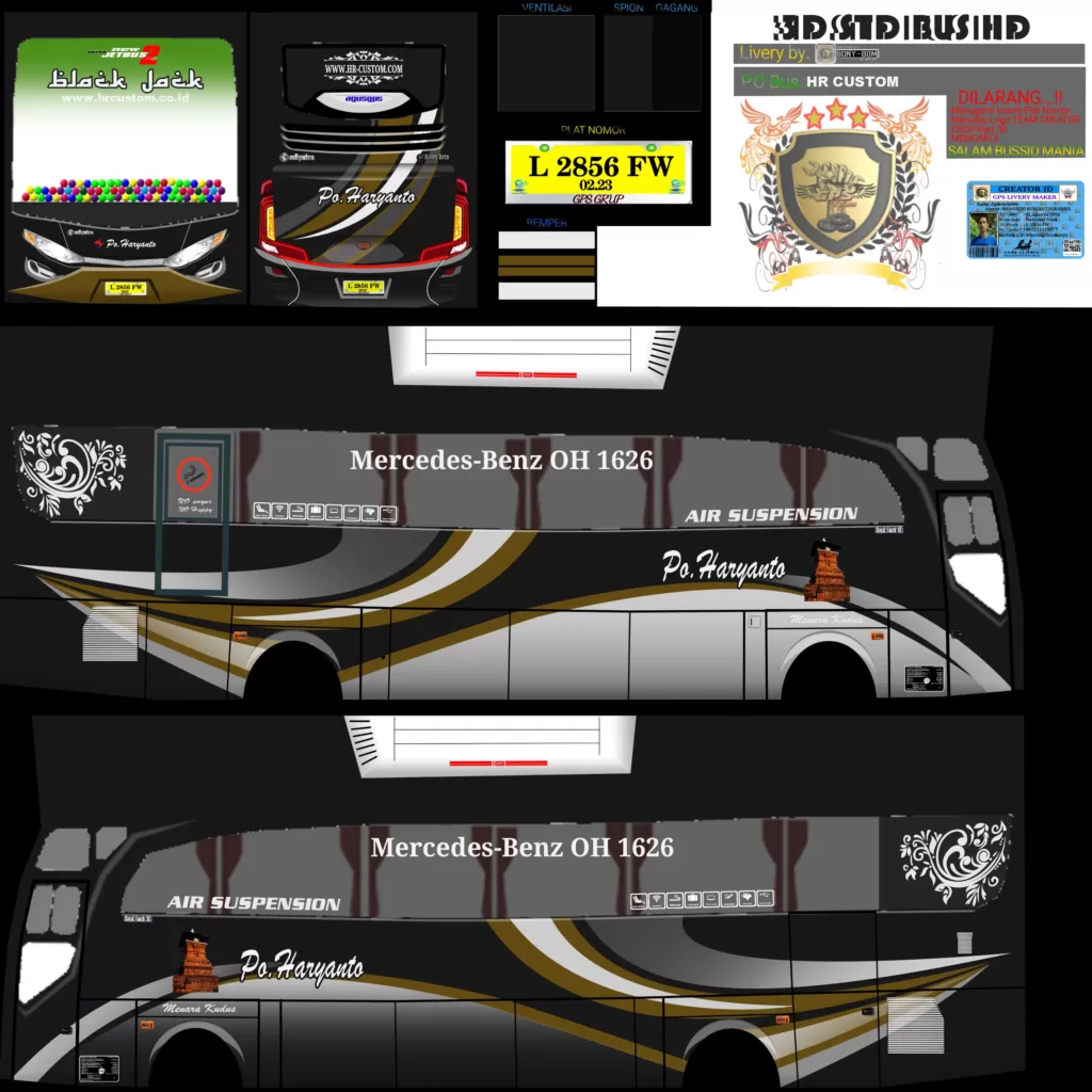 PO Haryanto Black HD livery bussid hd jernih
