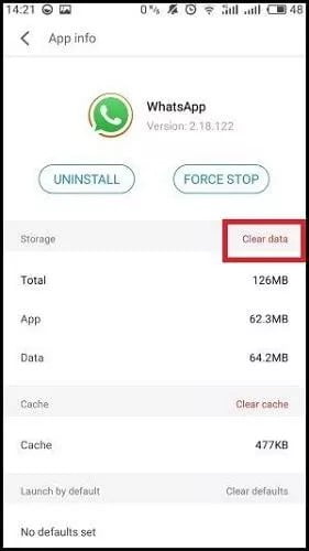 clear data whatsapp